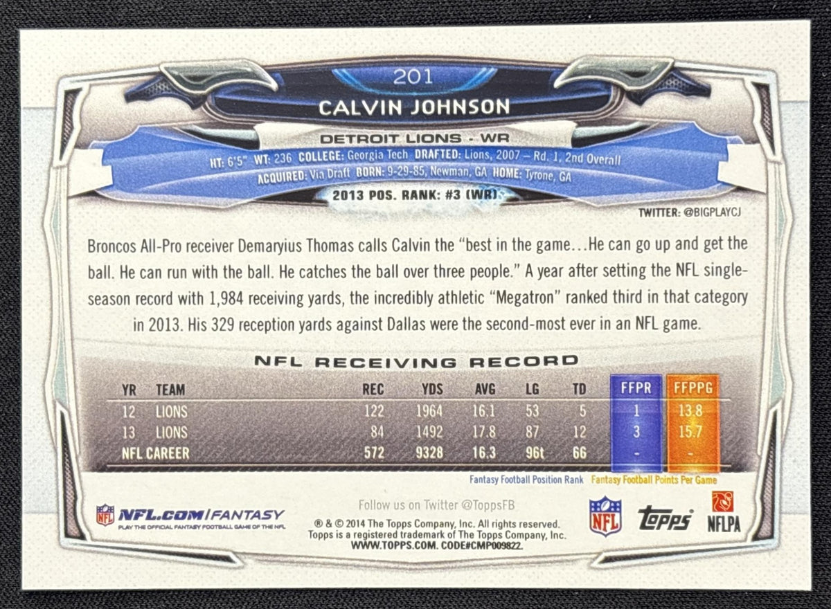 Calvin Johnson 2014 Topps Lions