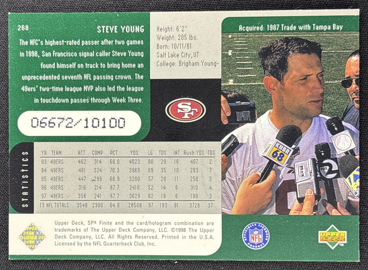 Steve Young 1998 SPx Finite /10100 49ers