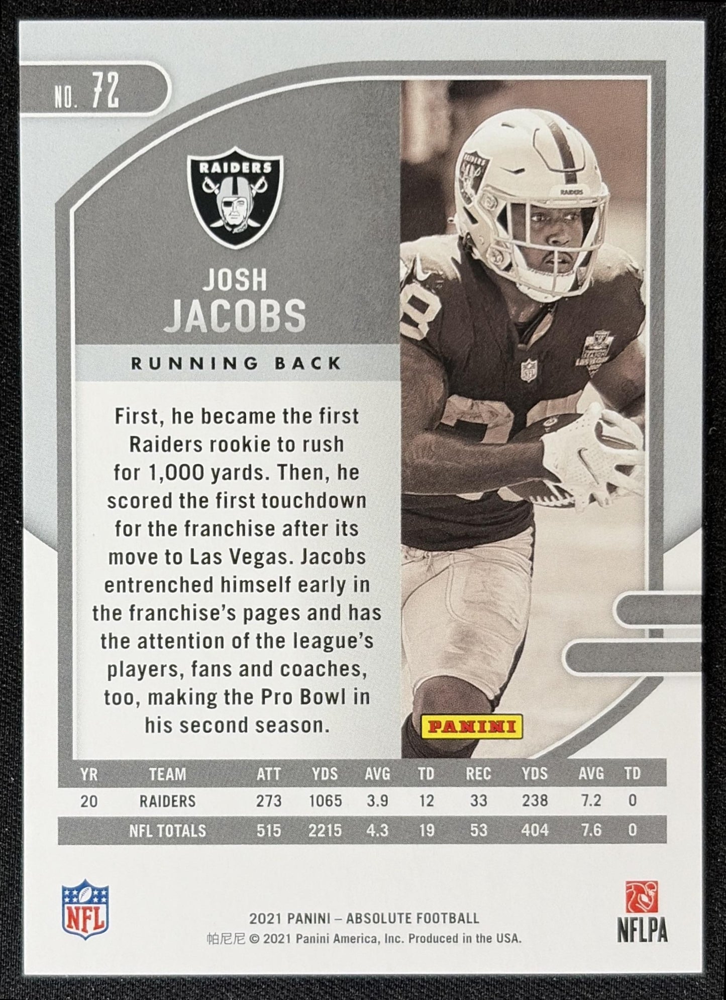 Josh Jacobs 2021 Panini Absolute Green Waves /50 Raiders
