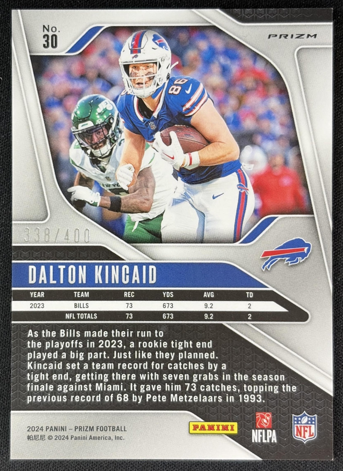 Dalton Kincaid 2024 Panini Prizm Pandora /400 Bills back