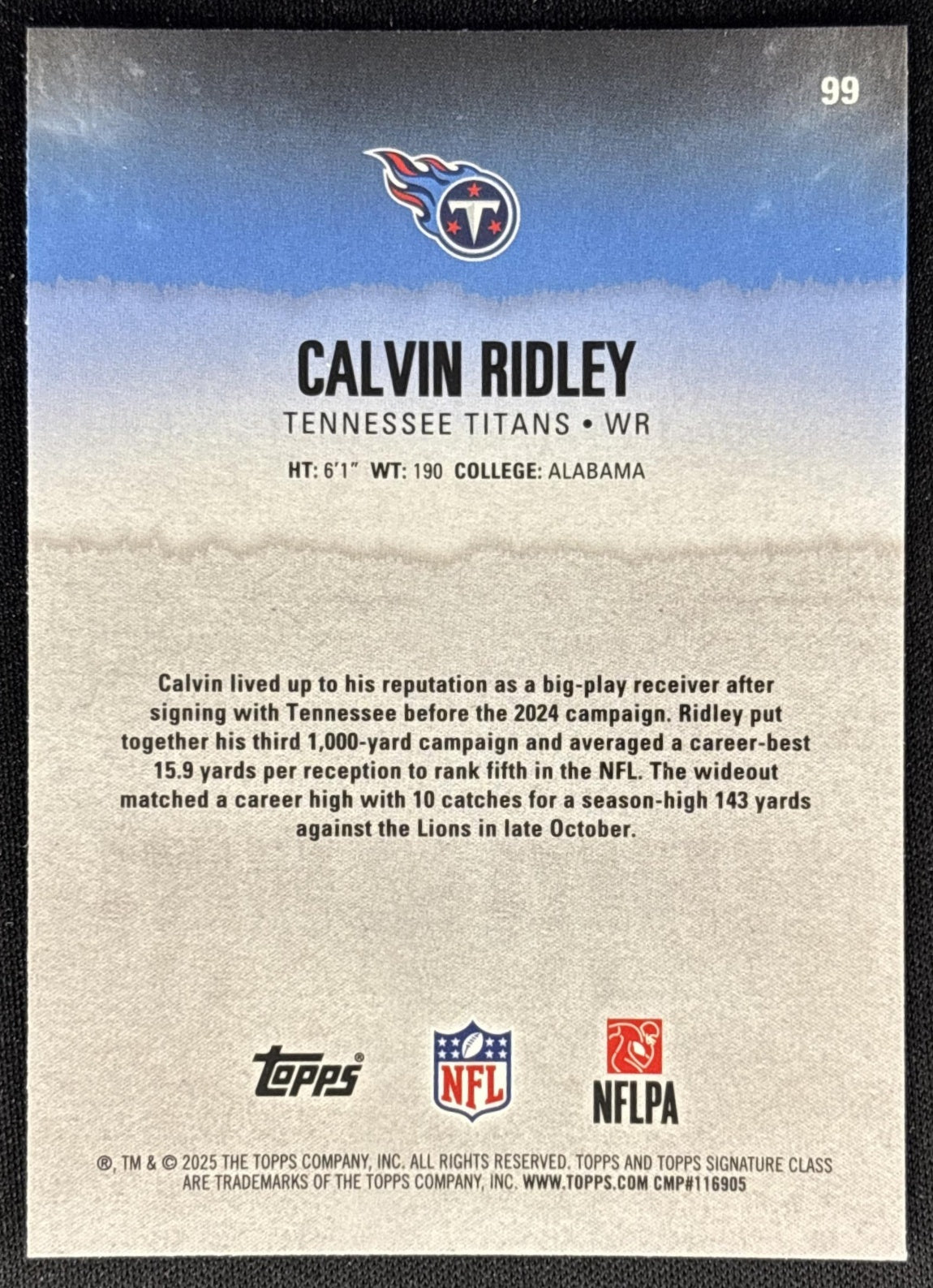 Calvin Ridley 2025 Topps Signature Class Chrome Veteran Titans Sports Trading Cards