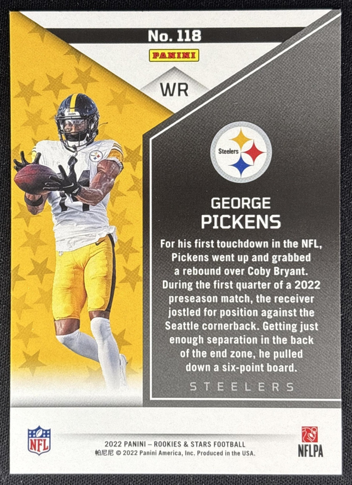 George Pickens 2022 Panini Rookies & Stars Steelers Sports Trading Cards