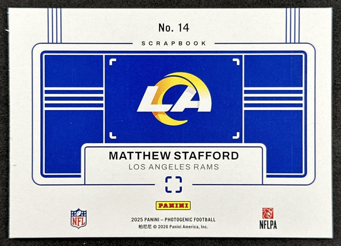 Matthew Stafford 2025 Panini PhotoGenic Scrapbook Rams Sports Trading Cards