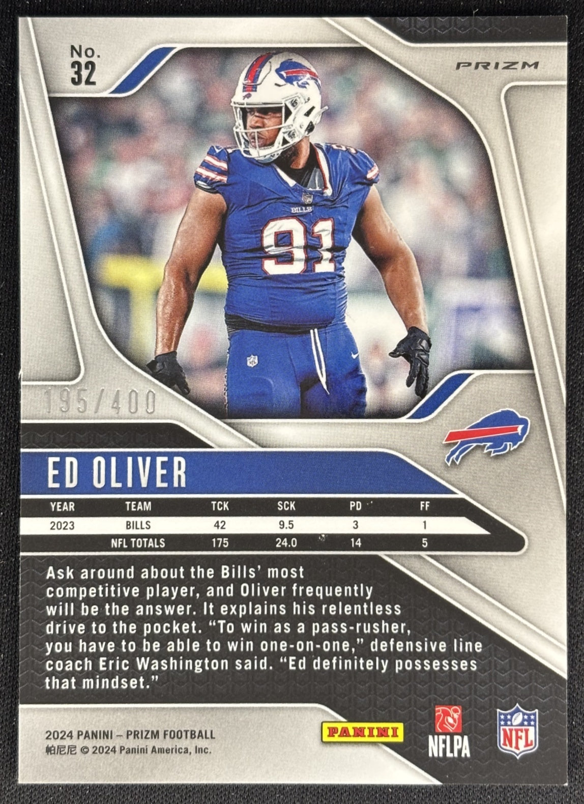Ed Oliver 2024 Panini Prizm Pandora /400 Bills Sports Trading Cards