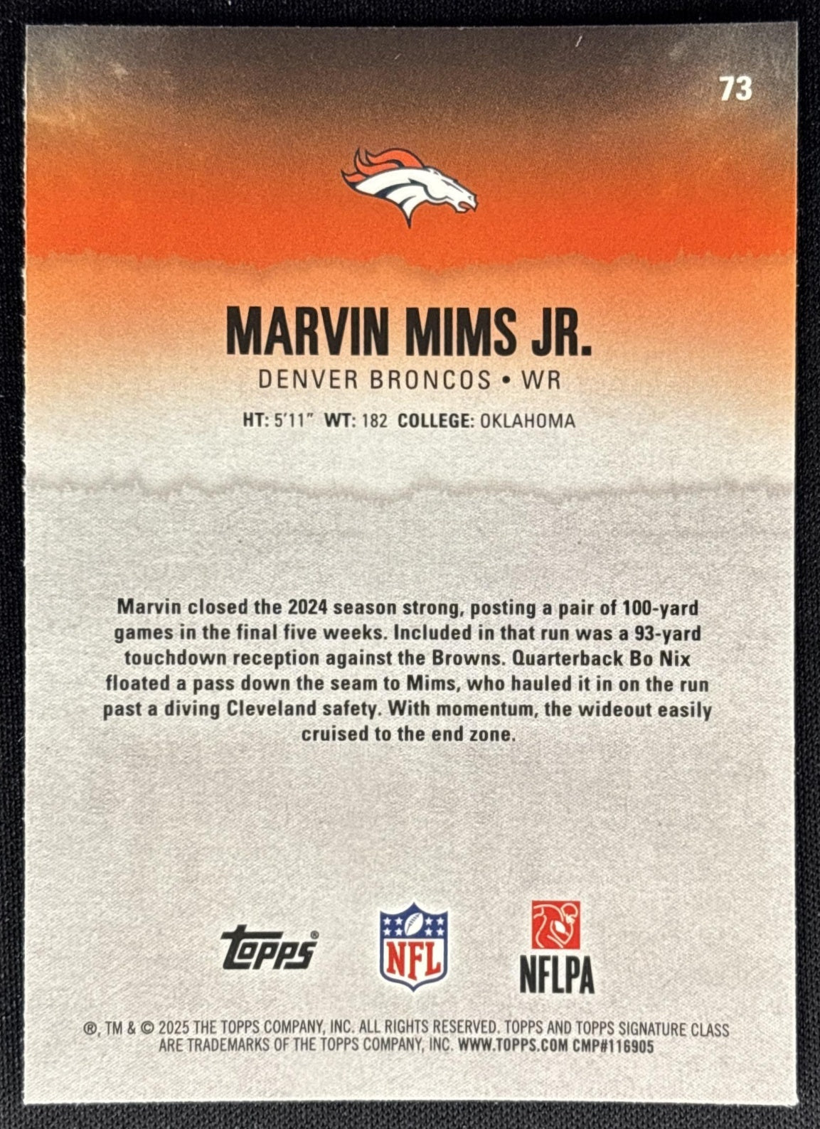Marvin Mims Jr. 2025 Topps Signature Class Chrome Veteran Broncos Sports Trading Cards