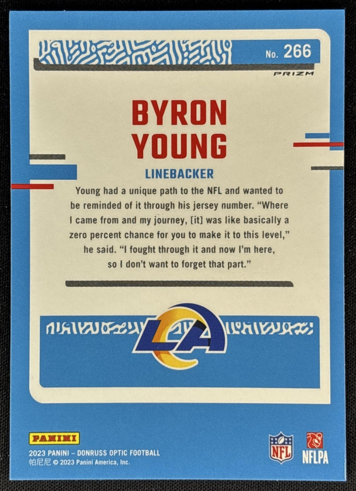 Byron Young 2023 Panini Donruss Optic Pink Prizm Rams Sports Trading Cards