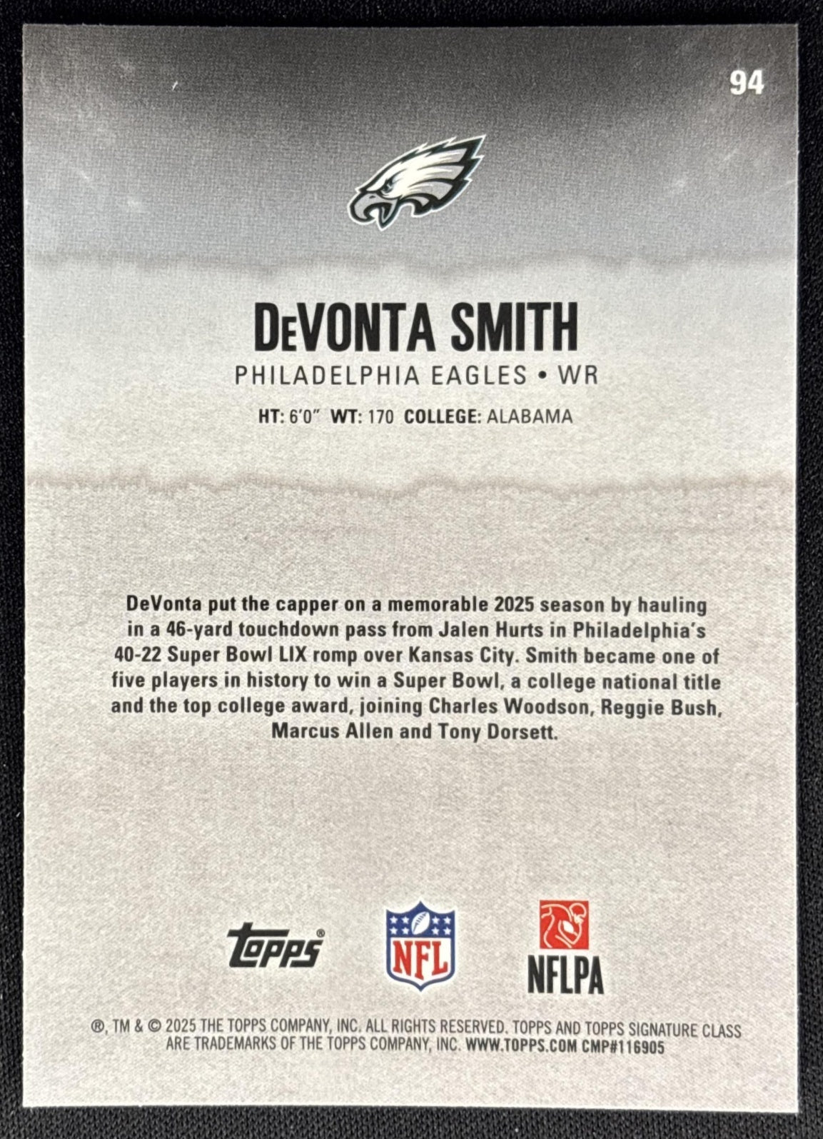 DeVonta Smith 2025 Topps Signature Class Chrome Veteran Eagles Sports Trading Cards