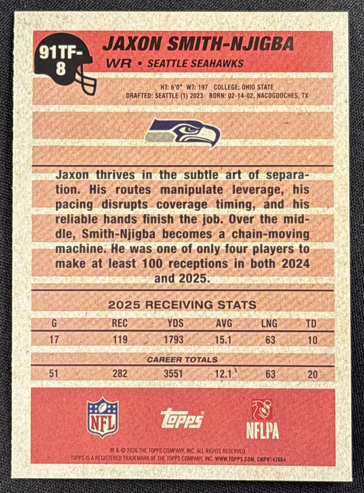 Jaxon Smith-Njigba 2026 Topps 1991 Crackle Foil Seahawks