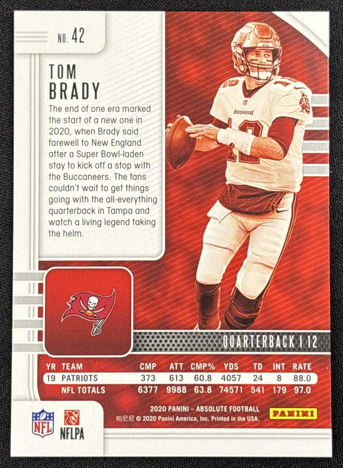 Tom Brady 2020 Panini Absolute Blue Diamonds /75 Buccaneers - back