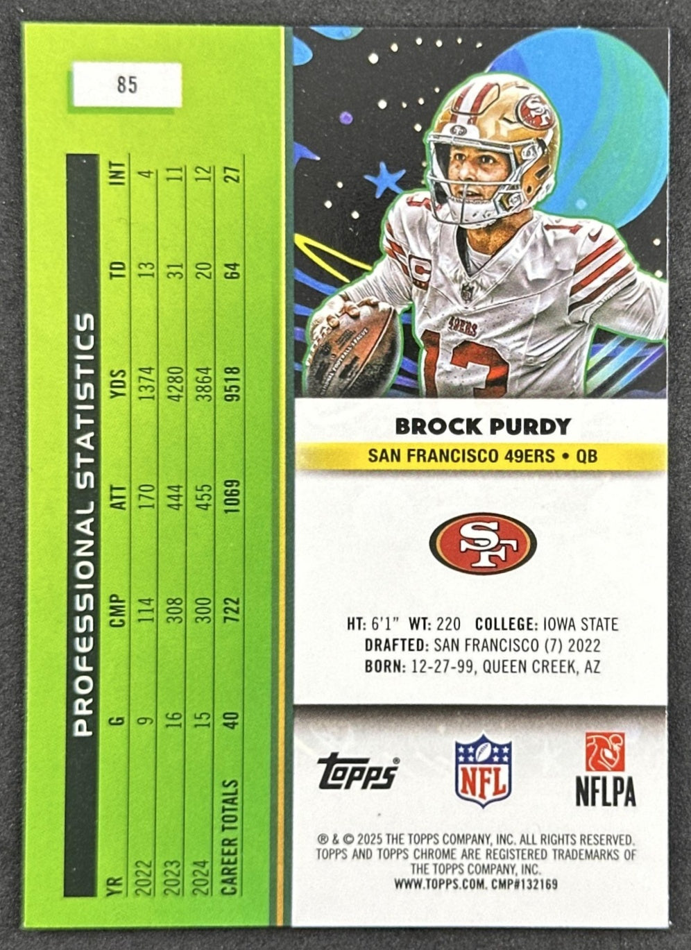 Brock Purdy 2025 Topps Cosmic Chrome 49ers