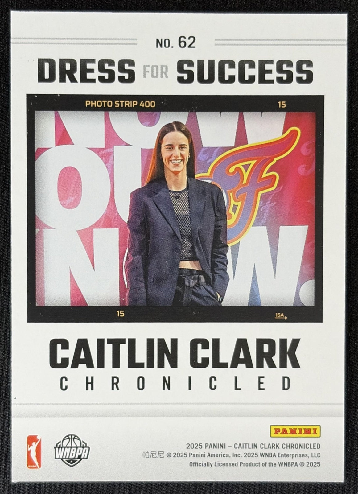 Caitlin Clark 2025 Panini Chronicled Dress For Success Holo Fever 62 Indiana Fever Sports Trading Card