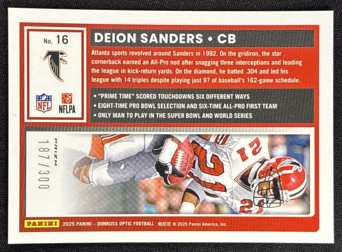Deion Sanders 2025 Panini Donruss Optic Wave Prizm /300 Falcons