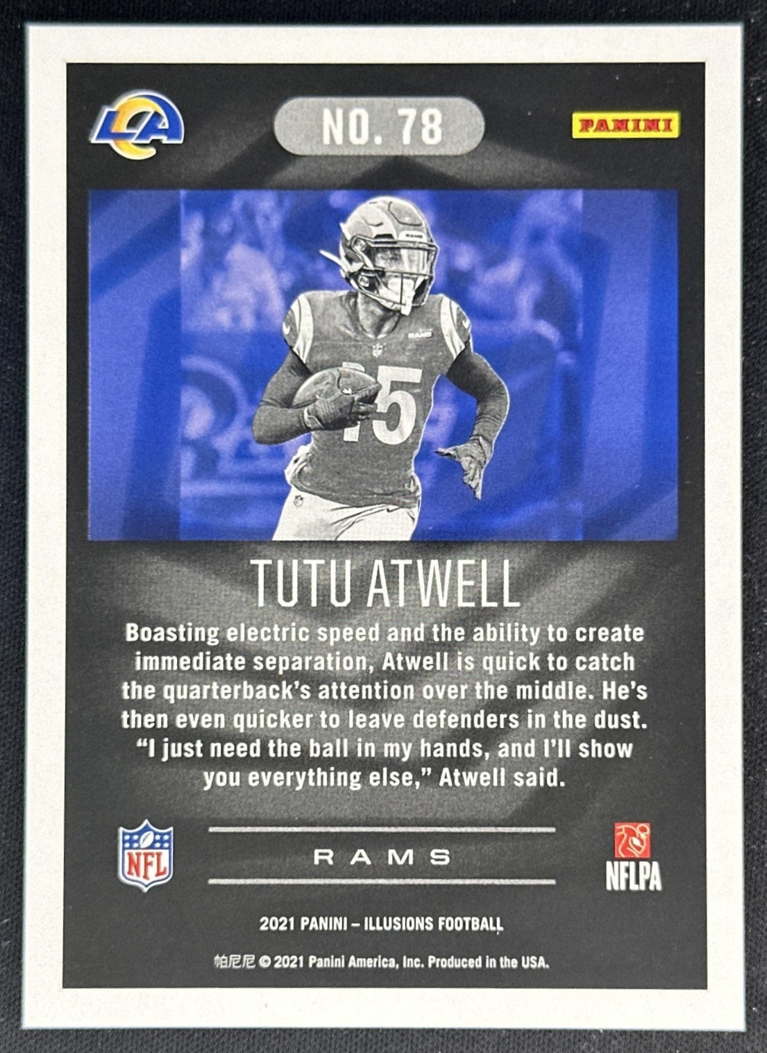 Tutu Atwell 2021 Panini Illusions Trophy Collection Bronze /499 Rookie Rams Sports Trading Cards