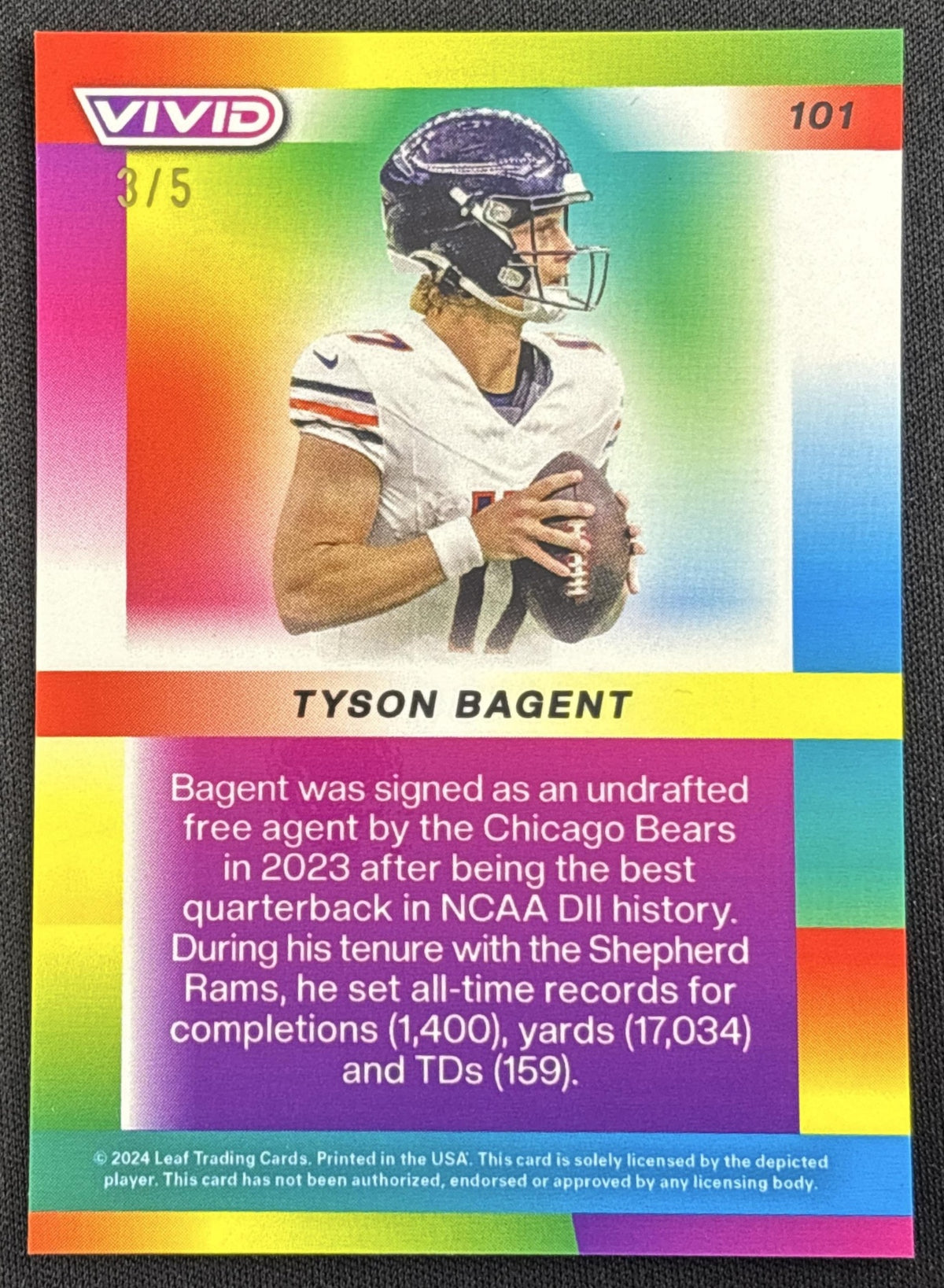 Tyson Bagent 2024 Leaf Vivid Crystal Black /5