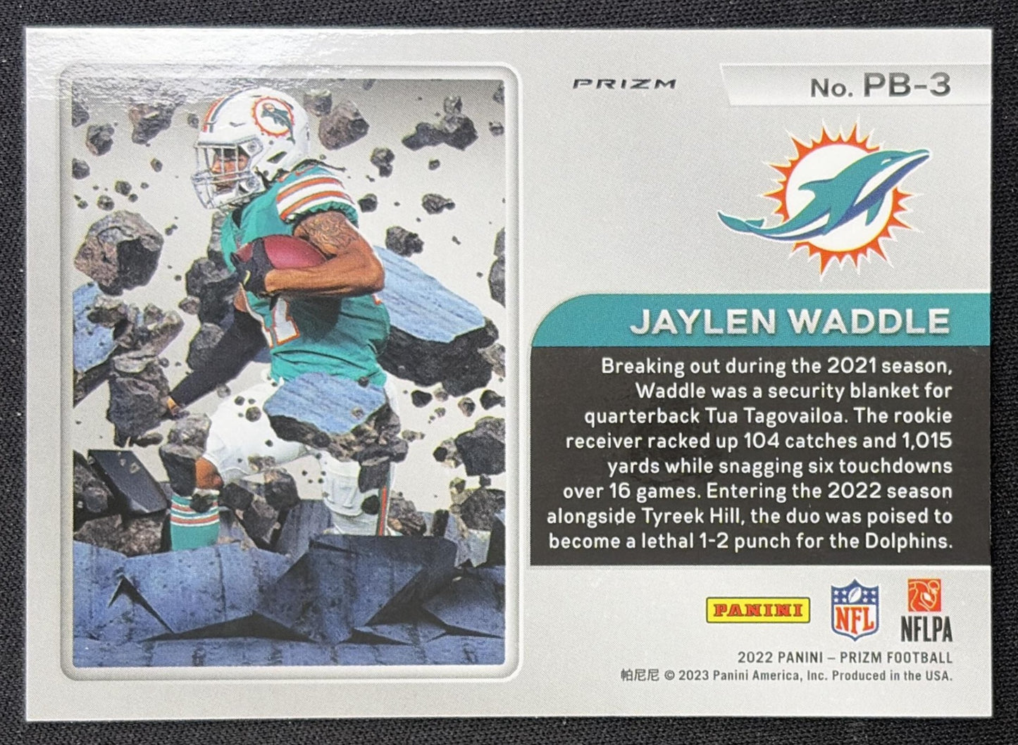 Jaylen Waddle 2022 Panini Prizm Break Silver Dolphins