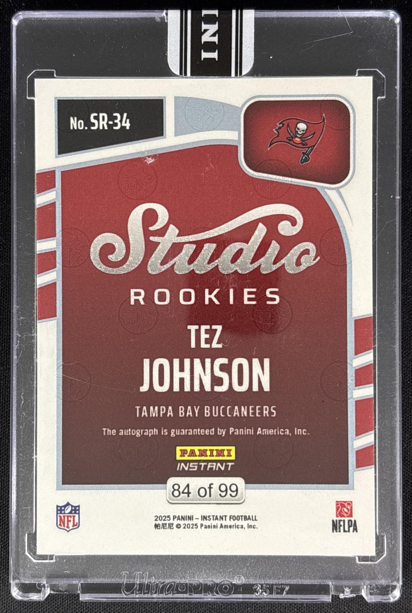 Tez Johnson 2025 Panini Instant Studio Auto /99 Rookie Buccaneers Sports Trading Cards