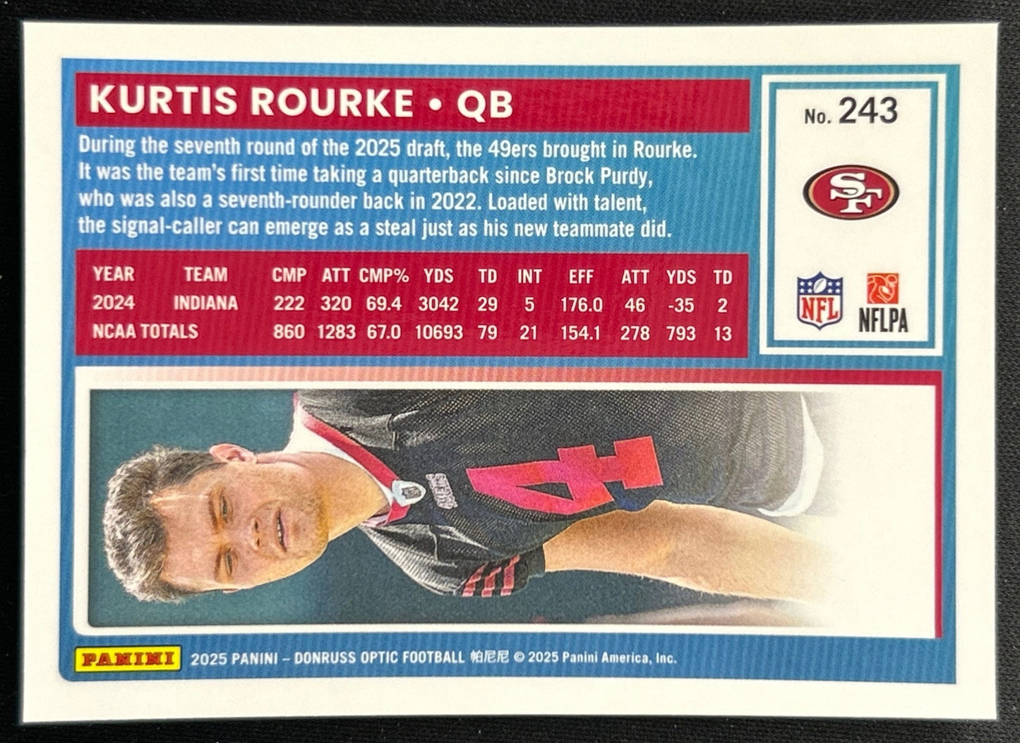 Kurtis Rourke 2025 Donruss Optic Rated Rookie 49ers Sports Trading Cards