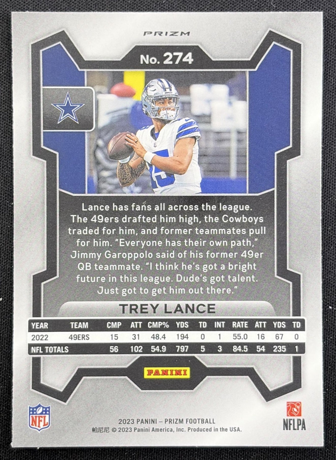 Trey Lance 2023 Panini Prizm Green Wave Cowboys