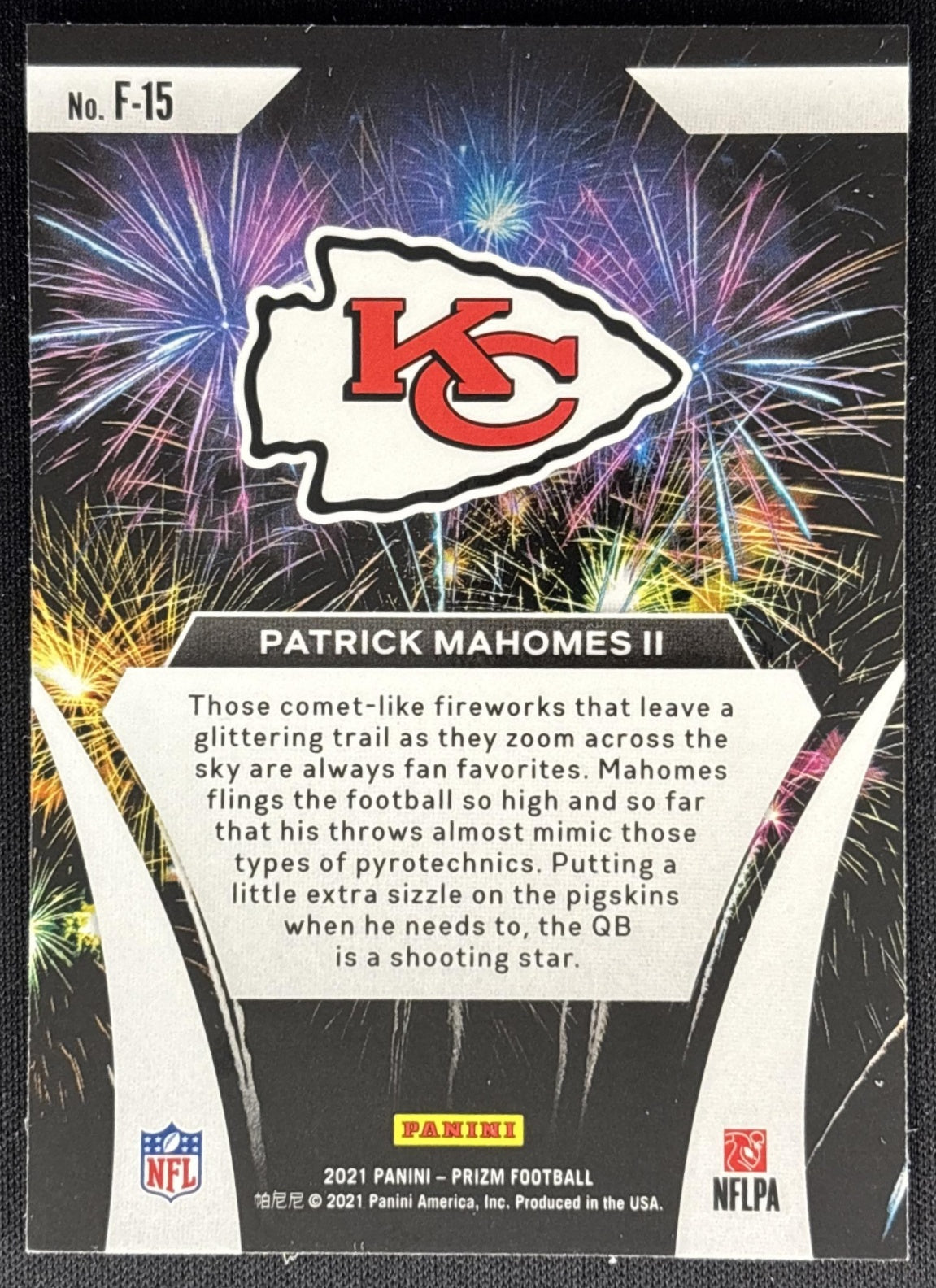 Patrick Mahomes II 2021 Panini Prizm Fireworks Chiefs Sports Trading Cards