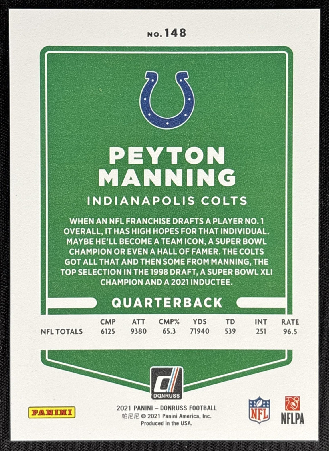 Peyton Manning 2021 Panini Donruss Press Proof Premium Colts
