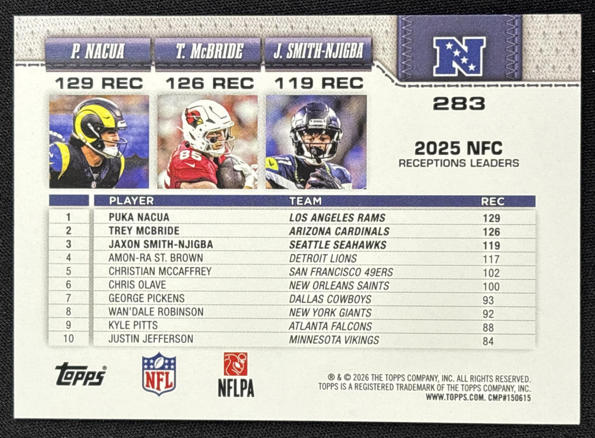 Trey McBride Puka Nacua Jaxon Smith-Njigba 2026 Topps Crackle Cardinals Rams Seahawks