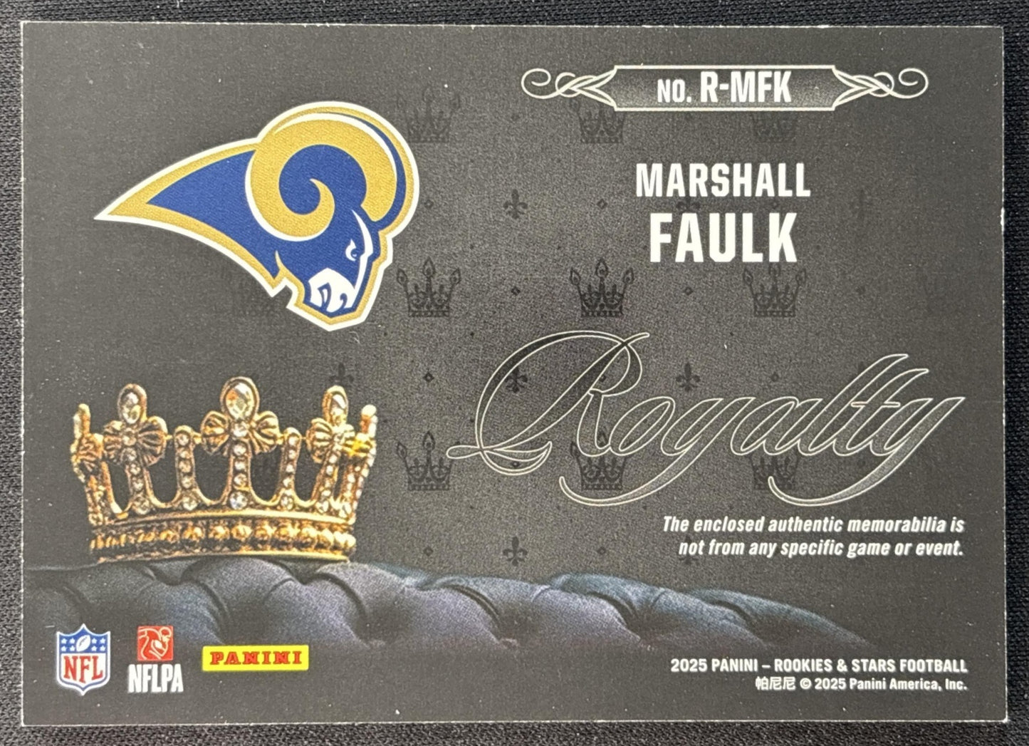 Marshall Faulk 2025 Panini Rookies & Stars Royalty Preferred Rams