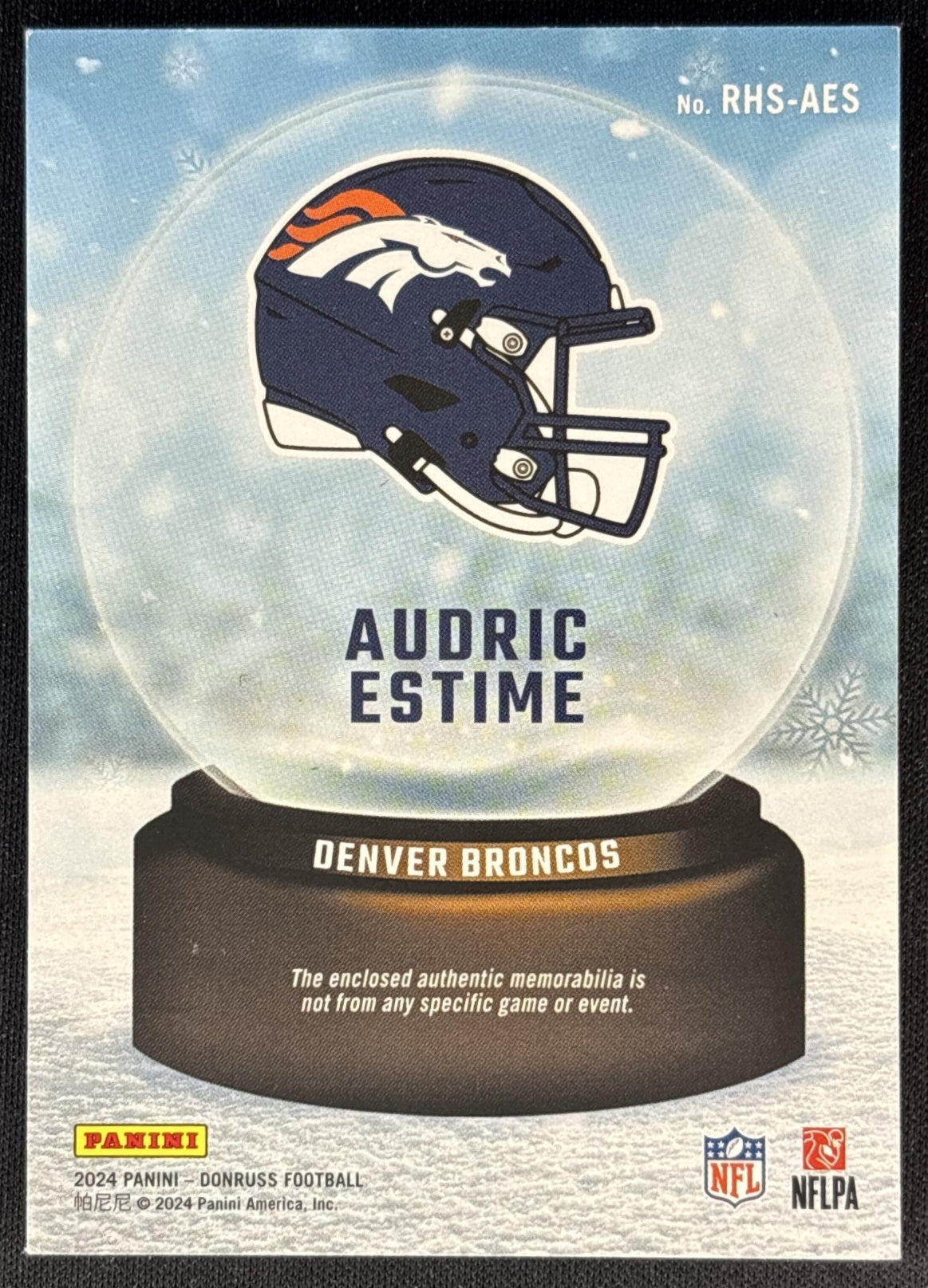 Audric Estime 2024 Panini Donruss Rookie Holiday Sweater Broncos back
