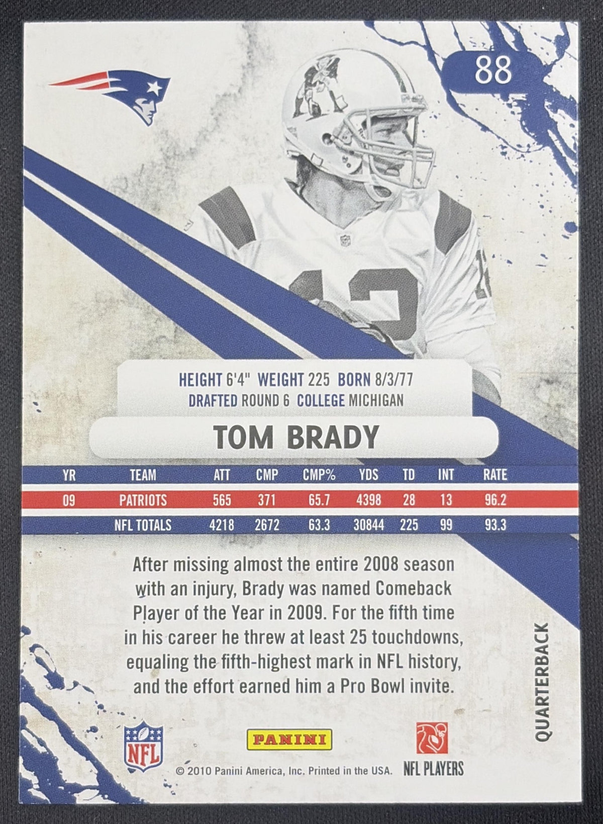 Tom Brady 2010 Panini Rookies & Stars Patriots