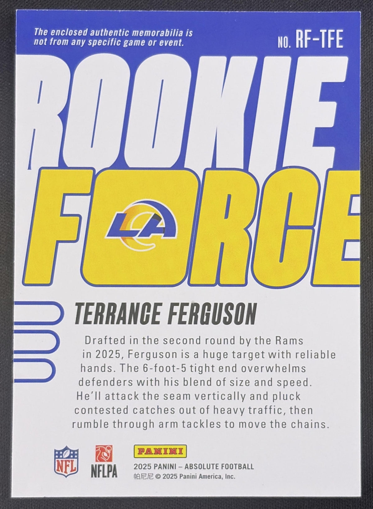 Terrance Ferguson 2025 Panini Absolute Rookie Force Rams Sports Trading Card