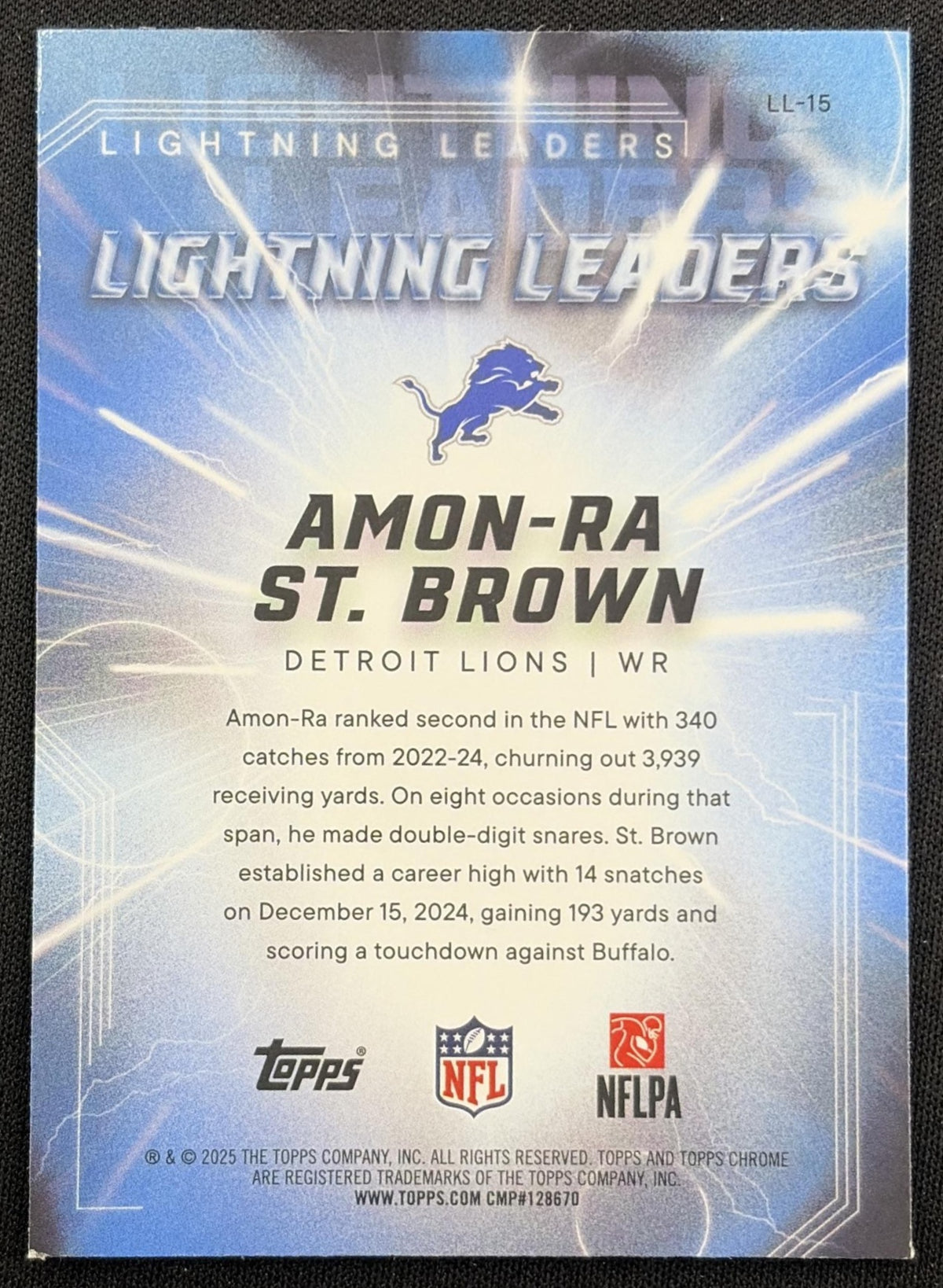 Amon-Ra St. Brown 2025 Topps Chrome Lightning Leaders Lions
