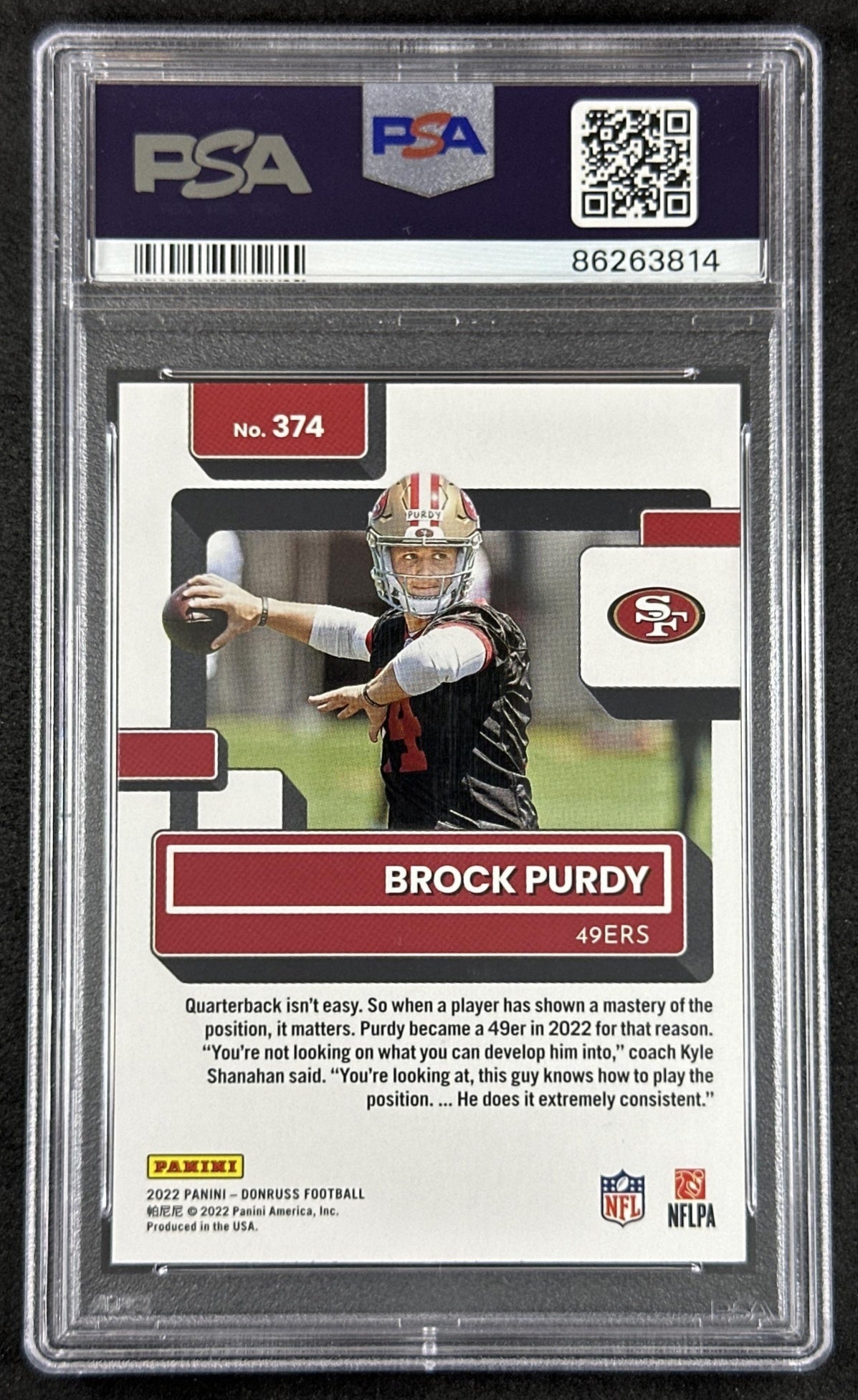 Brock Purdy 2022 Panini Donruss Rated Rookie PSA 9
