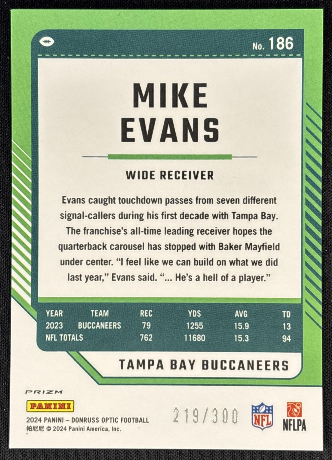 Mike Evans 2024 Panini Donruss Optic Wave /300 Buccaneers