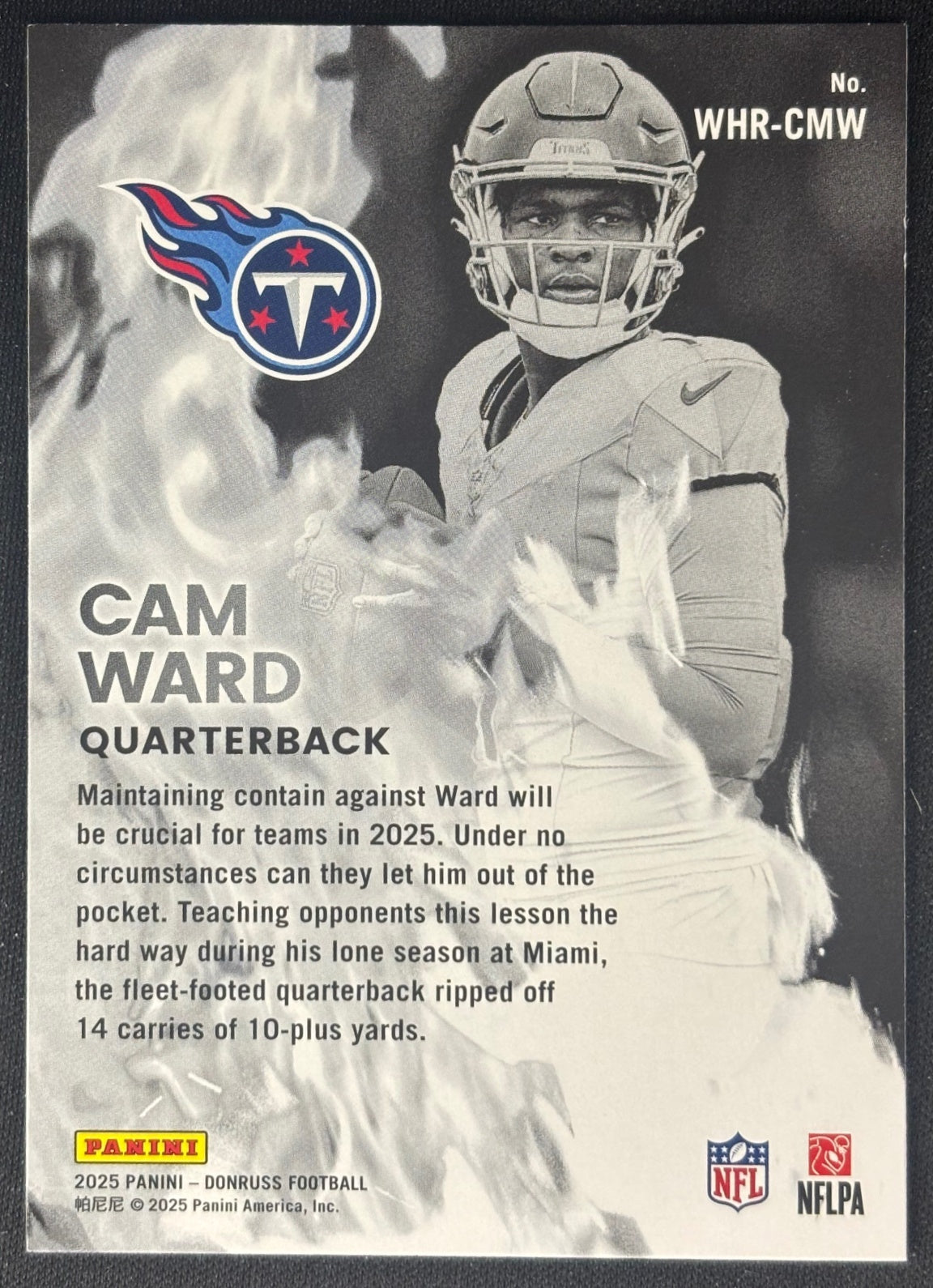Cam Ward 2025 Donruss White Hot Rookies Titans Sports Trading Cards
