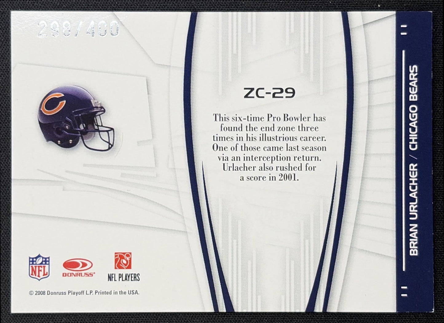Brian Urlacher 2008 Score Gold Zone /400 Bears