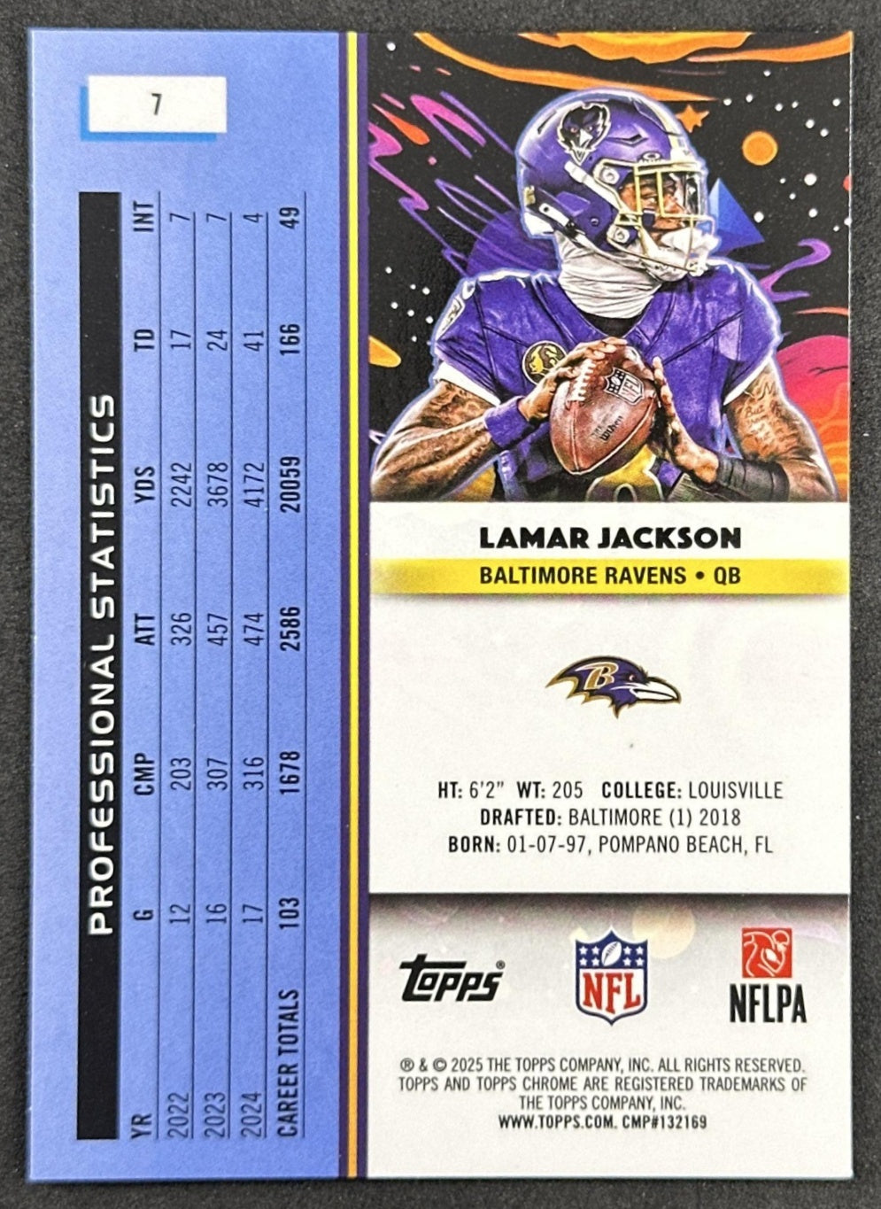 Lamar Jackson 2025 Topps Cosmic Chrome Ravens