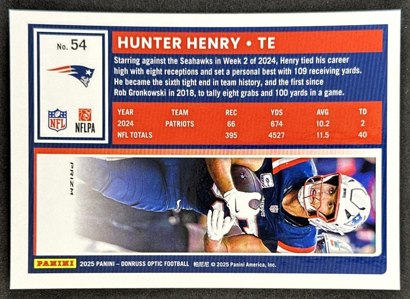 Hunter Henry 2025 Panini Donruss Optic Stars Prizm Patriots Sports Trading Cards