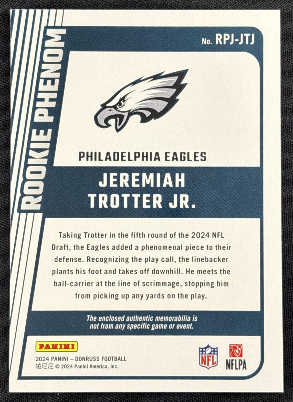Jeremiah Trotter Jr. 2024 Panini Donruss Rookie Phenom Jerseys Eagles