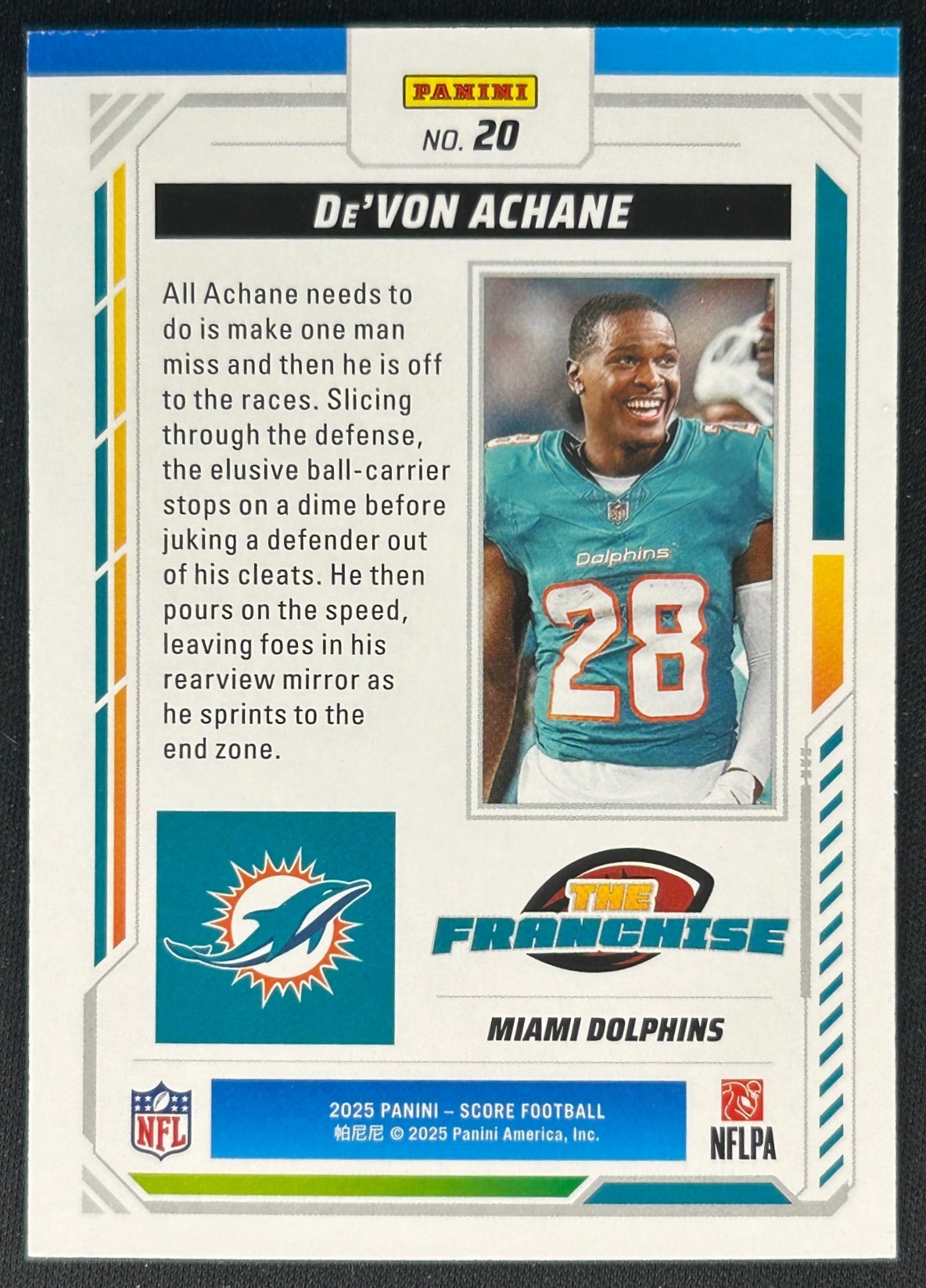 De'Von Achane Score The Franchise Miami Dolphins Sports Trading Cards