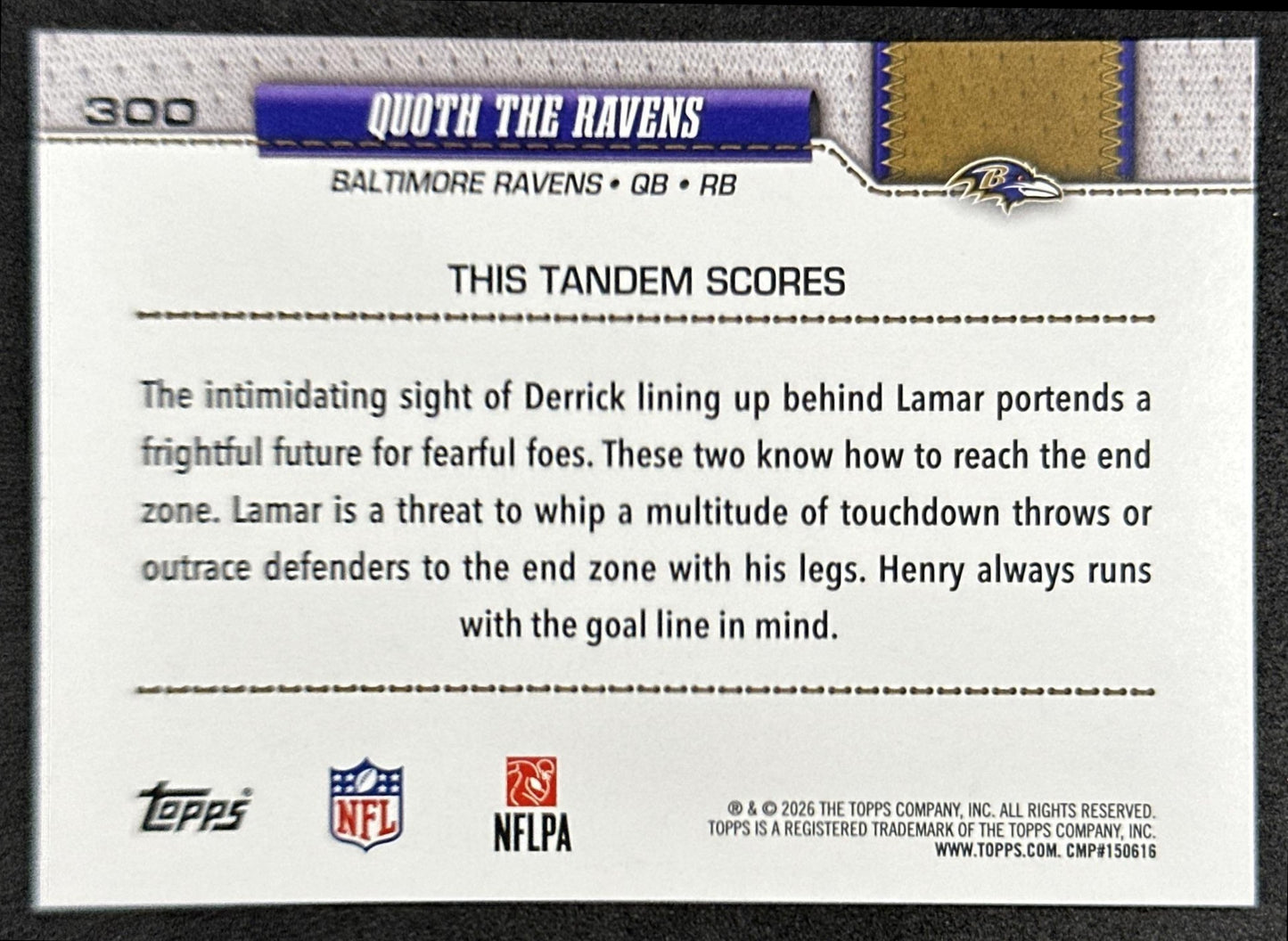 Quoth The Ravens 2026 Flagship Topps Ravens Sports Trading Cards