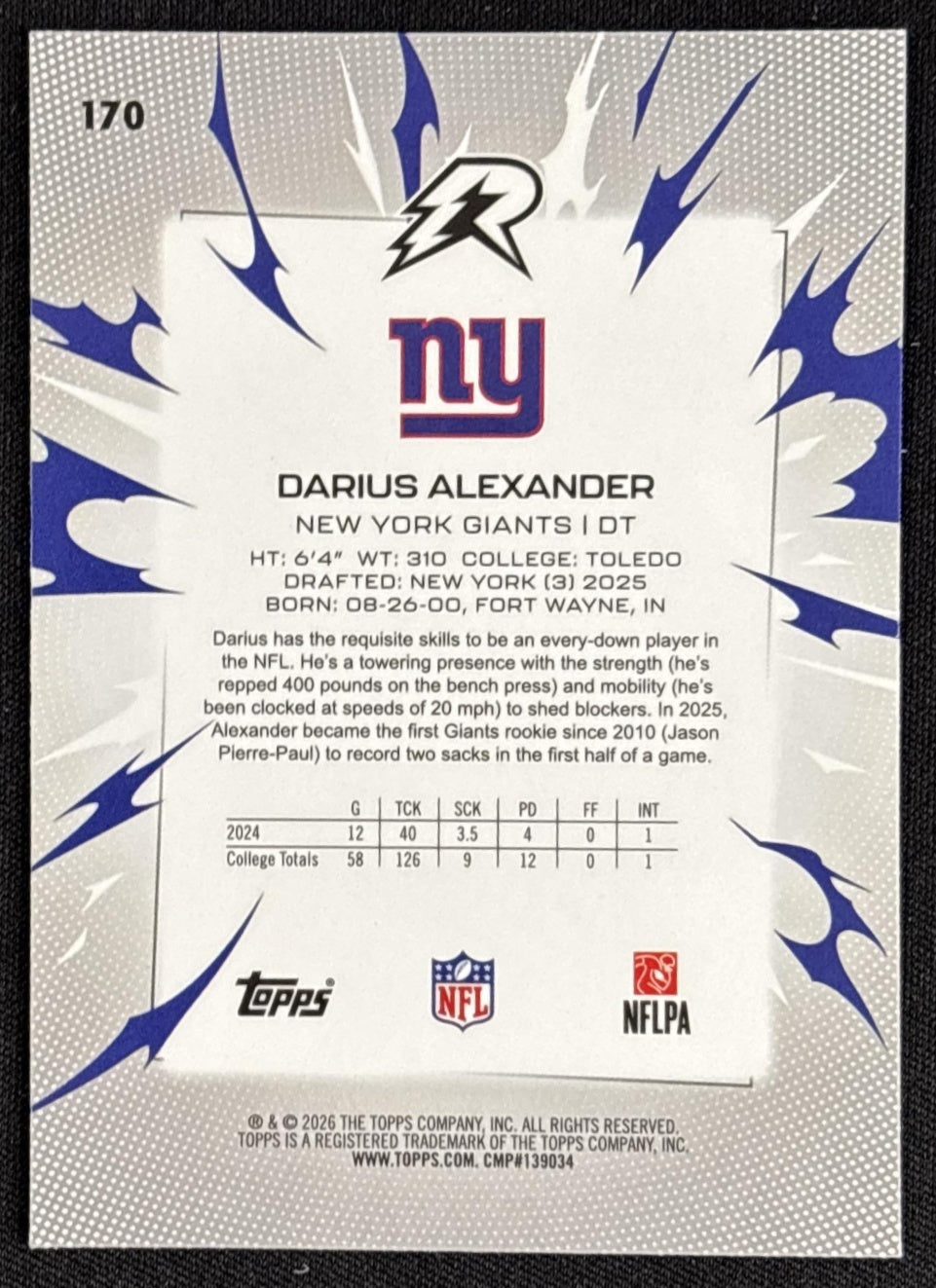 Darius Alexander 2025 Topps Resurgence Giants