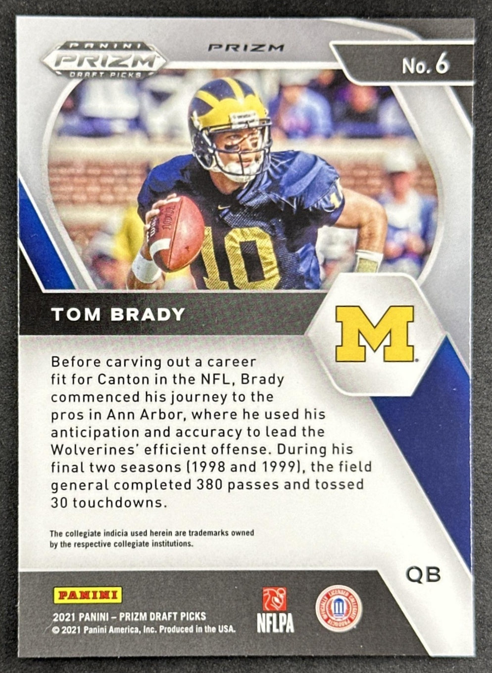 Tom Brady 2021 Panini Prizm Draft Red White Blue Patriots back