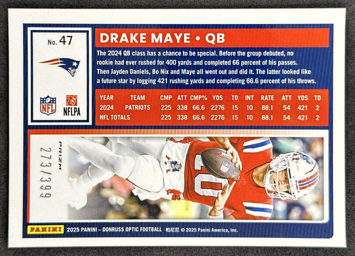 Drake Maye Optic Blue /399 Patriots Sports Trading Cards