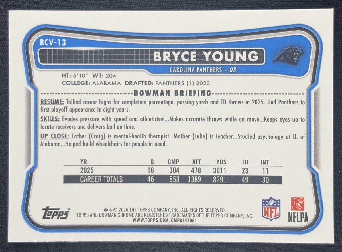 Bryce Young 2026 Bowman Chrome NFL Mojo Refractor Panthers