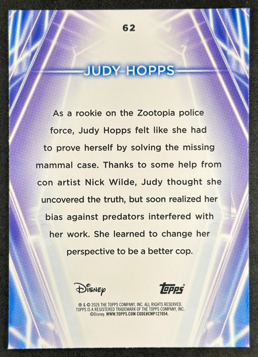 Judy Hopps 2026 Topps Disney Neon Zootopia Entertainment Cards