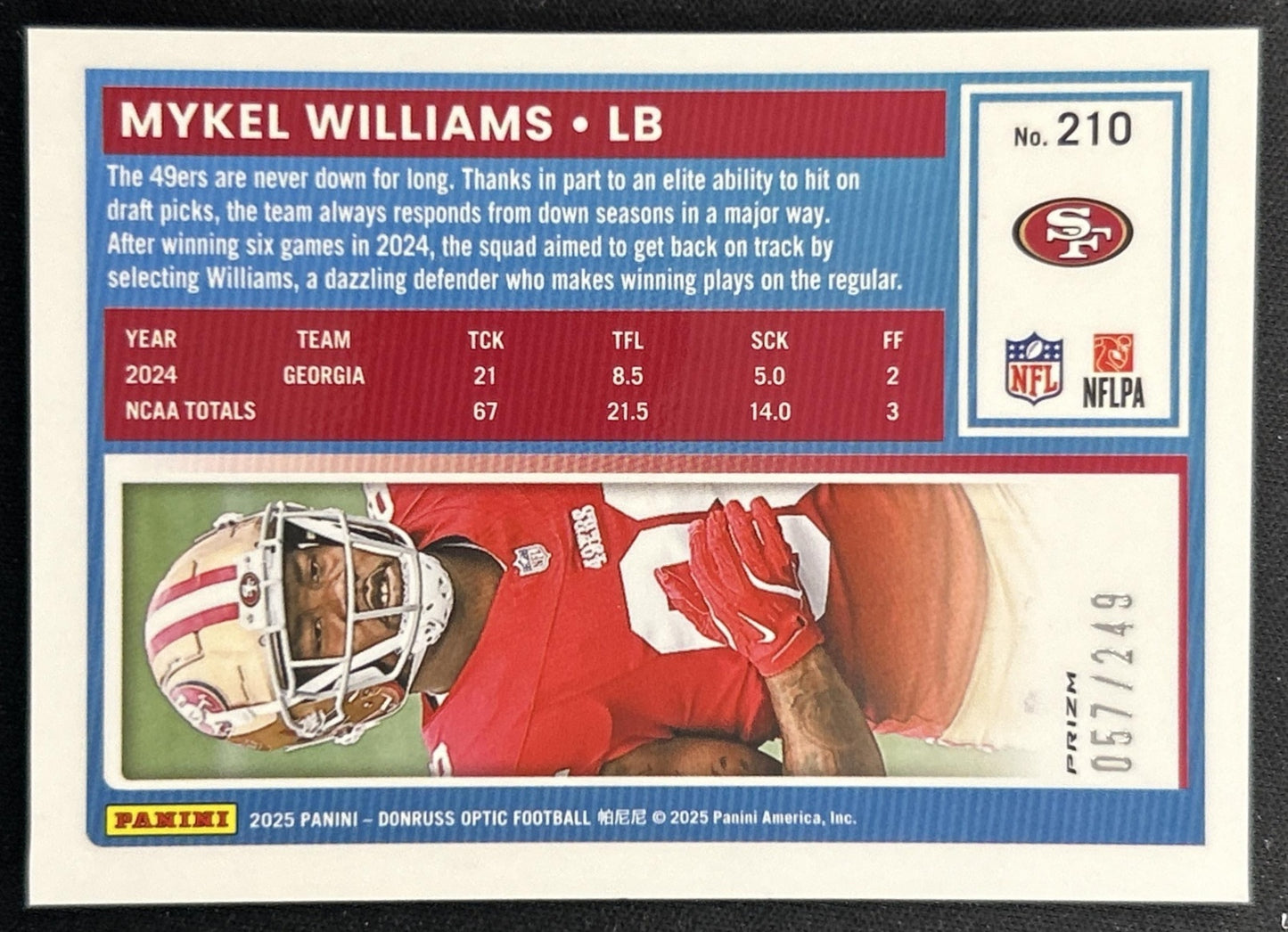 Mykel Williams 2025 Panini Prizm Draft Picks Blue /249 Bulldogs
