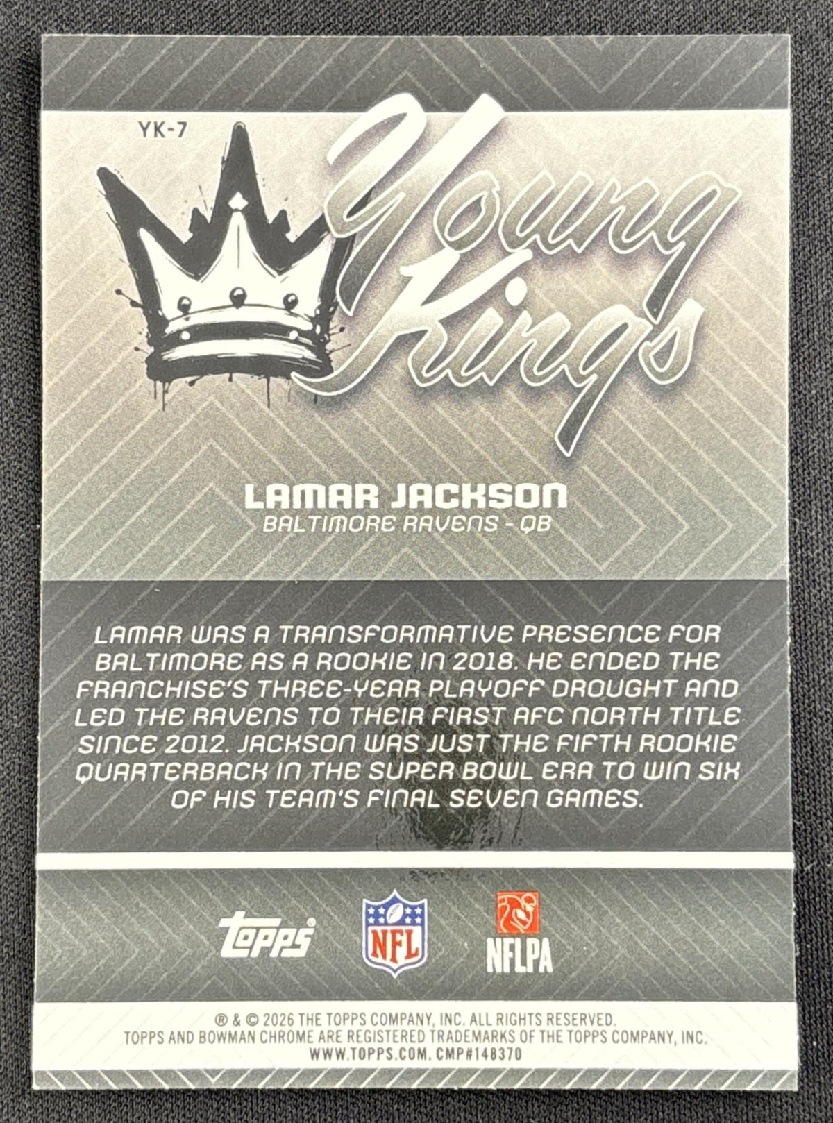 Lamar Jackson 2026 Bowman Young Kings Ravens back