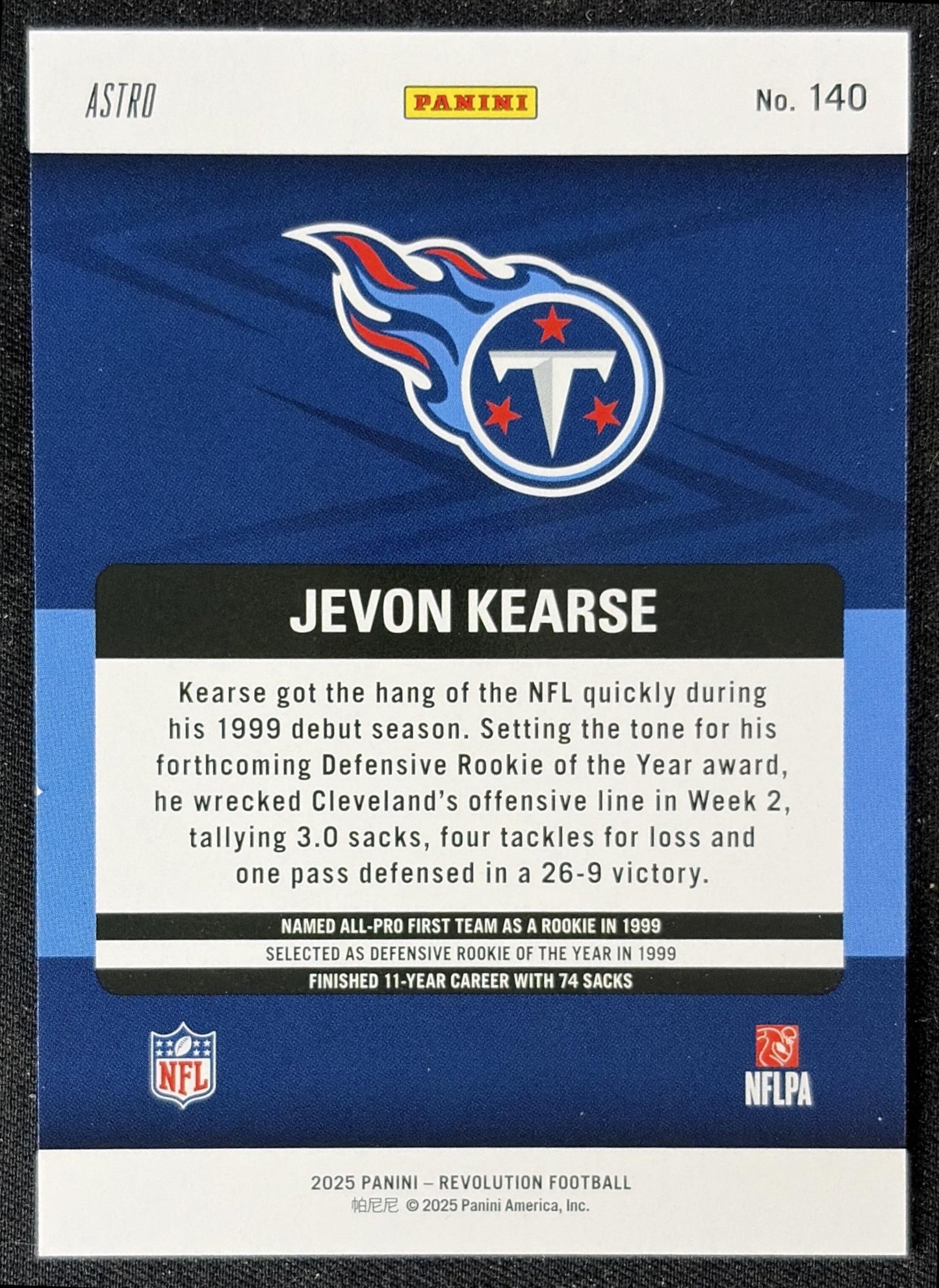 Jevon Kearse 2025 Panini Revolution Red Astro Titans back