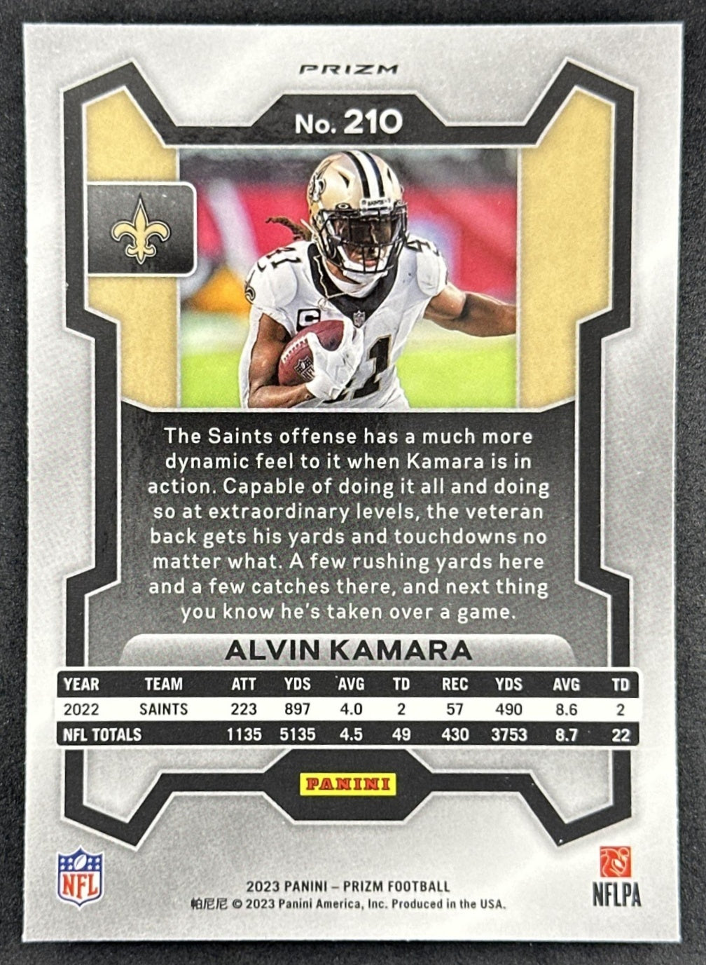 Alvin Kamara 2023 Panini Prizm Green Wave Saints Sports Trading Cards
