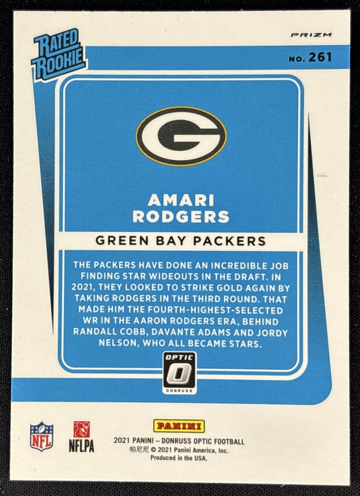 Amari Rodgers 2021 Panini Donruss Optic Teal Velocity Packers