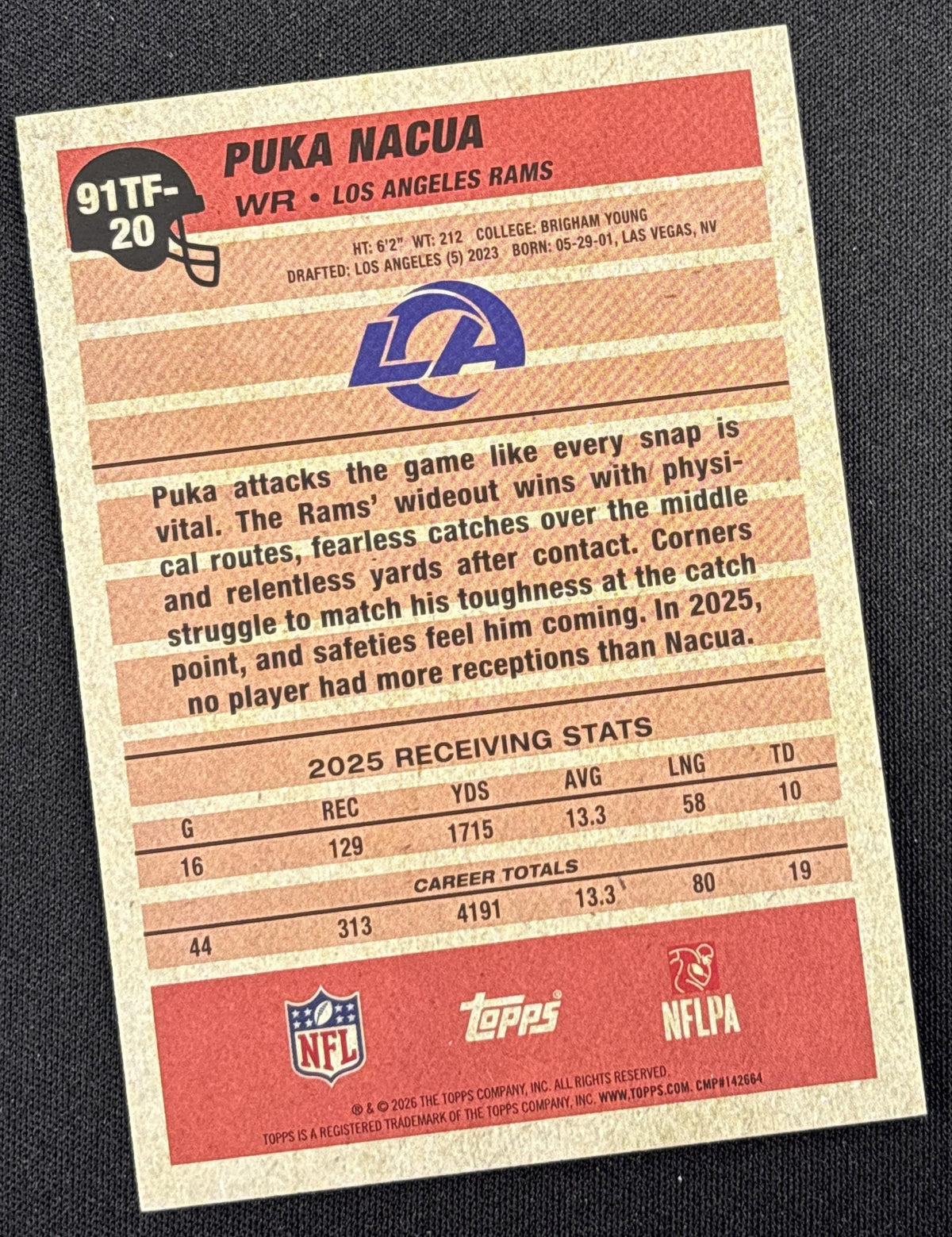 Puka Nacua 2026 Topps 1991 Crackle Foil Rams Los Angeles Rams